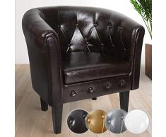 MIADOMODO® Poltrona Chesterfield - Elegante Similpelle, a Motivo Rombo, Colore e Set a Scelta - Imbottita da Salotto Vittoriana, Sedia da Vasca per Soggiorno, Lounge (Marrone, 1 pezzo)