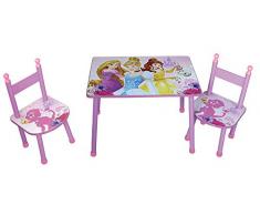 FUN HOUSE - Set per Bambini, munito di tavolino e Due sedie, Motivo con Principesse Disney, Prodotto Realizzato in MDF, Dimensioni di 60 x 40 x 44 cm, di Colore Rosa, RIF. 712584