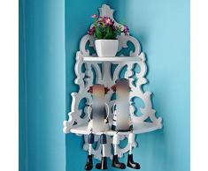 WSGZH Scaffale angolare a Parete Scaffale Galleggiante Vetrina Decorativa Espositore Multifunzione a 2 Strati in Fibra di Legno Bianco, 18x18x45cm