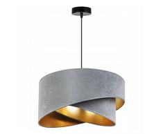 Light-Home Milano Lampadario a Sospensione - Lampadario Industriale per Soggiorno Camera da Letto e Cucina - Lampade a Sospensione in Metallo e con Paralume di Velluto - E27 - Grigio