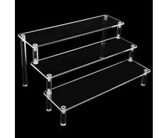 Espositore in Acrilico, Sterneer 3 Livelli Trasparente Vetrina Espositiva per Collezionismo Action Figure, Scaffale per Figure Pop, Cupcake, Rossetto, Smalto per Unghie (30x21x15cm)