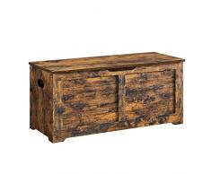 VASAGLE Cassapanca, Panca Portaoggetti, Pouf Organizzatore con 2 Cerniere di Sicurezza, Scarpiera, Stile Vintage 40 x 100 x 46 cm, per Corridoio, Camera da Letto, Soggiorno, Marrone Vintage LSB061T01