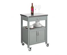 SoBuy Carrello cucina con cassetti Credenza cucina con ruote moderno Mobiletto cucina salvaspazio L60*P45*A92 cm (FKW22-HG)