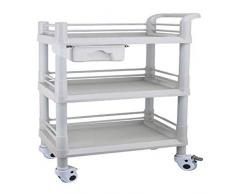 Portable Cart - GR/Carrello di Servizio for Salone di Bellezza a 3 Piani con cassetti, Carrello for Servizio Medico a 3 Ripiani su rotolamento - Bianco (Size : 76×53×98cm)