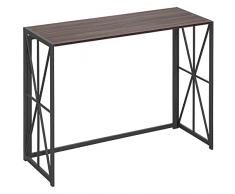 homcom Tavolo Consolle da Ingresso in Stile Industriale, Tavolino Pieghevole Salvaspazio in Legno e Metallo, 100x38x80cm, Marrone