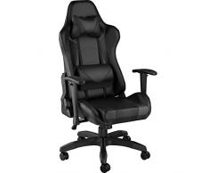 TecTake 800728 Poltrona da Ufficio Sedia da Gaming Direzionale Girevole per Casa Studio Sportiva Racing - Disponibile in Diversi Colori – (Nero-Nero | No. 403209)