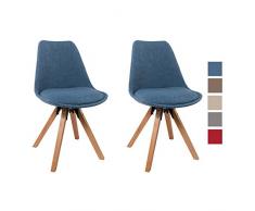 Set di 2 Sedia da sala da pranzo in tessuto azzurro blu design retro stil scandinavo con piedini in legno cucina vintage selezione colore Duhome 518EM
