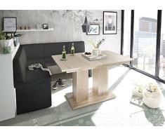 MyStyleWood Olga - Panchina angolare in legno di quercia con tavolo a colonna, imbottito, in ecopelle, facile da pulire, struttura in legno stabile, 128 x 168 l