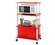 SoBuy mensola per forno a microonde, Carrello da cucina, armadietto cucina, rosso,FRG12-R,IT