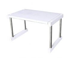 Domeilleur - Mensola da cucina, espandibile e impilabile, per salse, Acciaio inossidabile, bianco, 1 layer