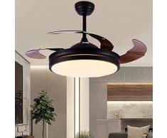 MWG Lampadari 42 incm Fan con Lampada Modern Minimalista Ventilatore a soffitto Lampade a soffitto LED Fan Pendant Lighting, per Sala da Pranzo Soggiorno Camera da Letto-Black