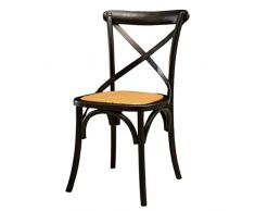 Biscottini Sedia Thonet 86x46x42 cm | Sedie vintage | Sedie in legno da cucina | Sedie legno di frassimo (Nero lucido)