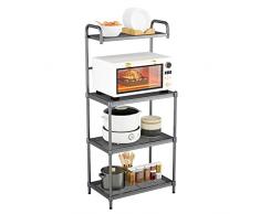 COSTWAY Microonde Scaffale da Cucina per Microonde in Metallo a 4 Ripiani, Carrello per Microonde Scaffalatura Organizzatore Portaoggetti, 60 x 34 x 136 cm (Grigio)