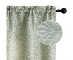 Coppia Tende Jacquard Semi Oscuranti Fantasia Rombi Tenda Filtrante per Soggiorno Camera e Interni 2 Pannelli con Tasca (70x240cm, Verde)