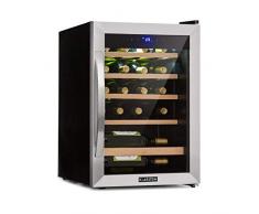 Klarstein Cantinetta Vino, Cantinetta Vino Refrigerata a Zona Singola per Interno/Esterni, Frigo Bar, Cantina Vino con Vetrina, Mini Bar con Protezione UV, Frigo Vino Touch, 4-18°C, 19 Bottiglie