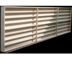 3E43ALRM Elementi Vetrina parti sinistra centrale e destra, 300 x 75,5 x 10,5 cm con scanalature per modellismo scala H0 e N in legno di betulla, con 12 vetri di plexiglas, vetrinetta, bacheca, espositore