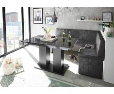 MyStyleWood Olga - Panchina ad angolo in stile vintage, con tavolo a colonna, seduta imbottita, in ecopelle, facile da pulire, struttura in legno, 196 x 142R