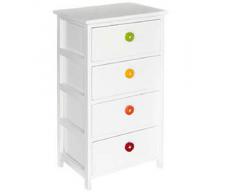 CASSETTIERA BIANCA CON POMELLI COLORATI IN LEGNO