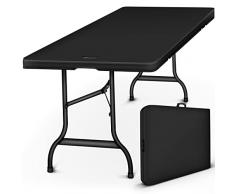 tillvex Tavolo da giardino 180x75cm pieghevole plastica | Tavolo da buffet con impugnatura di trasporto | Tavolo pieghevole per giardino, terrazza e balcone | Tavolo da campeggio per 6 persone