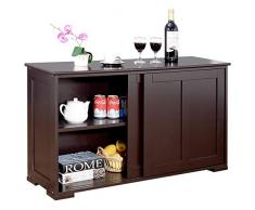 DREAMADE Armadietto da Cucina Mobile Multiuso per Sala da Pranzo con Ante Scorrevoli, in MDF Resistente (Marrone)