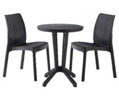 Sedie e tavolo Set rattan Bistrot antracite