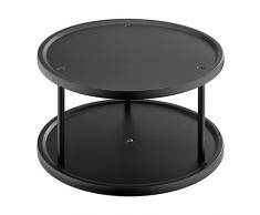 Navaris Vassoio Girevole 2x Livelli - Piatti girevoli 360° - Organizer Cucina Moderna - Portaspezie 2x Ripiani - 2x Pezzi Lazy Susan - Ø26,5 cm Nero