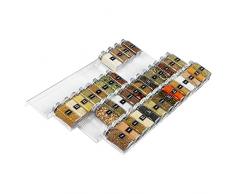 Lifewit Portaspezie da Cassetto Porta Spezie da Cassetti in Acrilico, Estensibile da 33cm a 66cm, Regolabili Contenitori Spezie per Cucina, Piano di lavoro, Pensile, 4 Ripiani, Set di 8, Trasparente