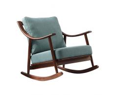 Sedia Dondolo, Poltrona Lounge con Balcone e Cuscino Rimovibile Comodo Sedile Imbottito in Tessuto e Base in Legno (Marrone Antico)