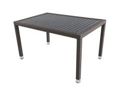 METRO Professional Tavolo da esterno Barbados, alluminio/PE rattan, resistente alle intemperie, adatto per 4 persone, piedini regolabili in altezza, rettangolare, nero
