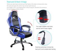 IntimaTe WM Heart Sedia Gaming Economica, Sedia da Ufficio Ergonomica Poltrona Ufficio con Altezza Regolabile, con Supporto Lombare, Seduta Larga,Blu