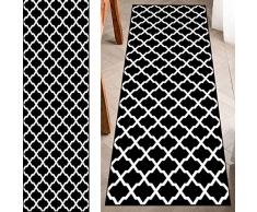 Wassly Tappeto Passatoia Cucina Antiscivolo Nero Bianco, Tappetino da Cucina Lavabile 3D Tappeti Runner per Soggiorno Camera da Letto Poliestere Tappeto Corridoio (Color : A, Size : 60x300cm)