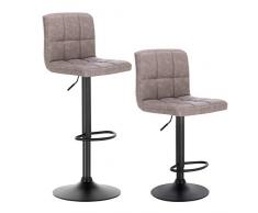 WOLTU BH112gr-2 Coppia Sgabelli da Bar Ecopelle Vintage Sedia per Cucina Girevole Grigio