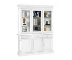 Vintage Home VETRINA CRISTALLIERA in Legno Laccata A 3 Porte. 156x42x205h