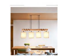 DHG Il ristorante illumina tre lampadari, la sala da pranzo con personalità creativa in legno nordico e luci a led, con semplici e moderne luci in legno,Beige,4 teste