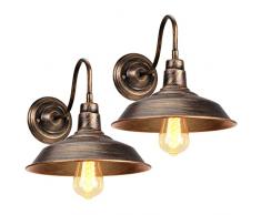 iDEGU 2 Pezzi Applique da Parete Vintage Industriale, 26 cm Lampada da Parete Interni in Metallo Retro E27 Lampada per Sala da Pranzo, Cucina, Soggiorno, Ristorante - Bronzo