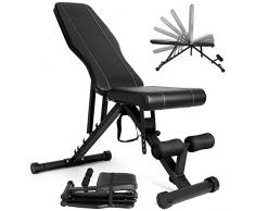 Panca Pesi Pieghevole, Panca Palestra della Forza per lallenamento Completo del Corpo, Panca Addominali con Regolabile Posizioni per la Schiena/ Sedersi/ Piedi, Capacità di Peso a 150 kg