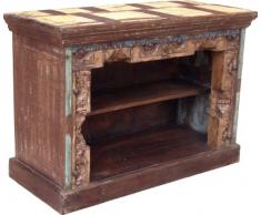 Guru-Shop Mensola Credenza Antica Colorato con Intagli, 60x85,5x37 cm, Cassettiere e Credenze