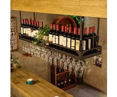 barre sospensione Bancone bar Cremagliera del vino Restaurant Casalinghi Bicchieri di vino Rack invertito Retro Arte del ferro Cremagliere del vino ( Colore : B , dimensioni : 60*35cm )