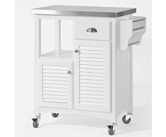 SoBuy Mobiletto cucina salvaspazio Carrello cucina con cassetti Credenza soggiorno moderno con ruote Mobile dispensa Penisola cucina L71*P45*A94cm FKW37-W