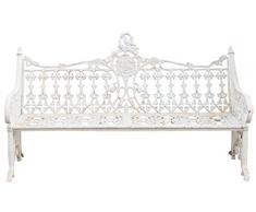 Biscottini Panchina da Giardino Bianca in Stile Liberty 180x70x105 cm | Panchine da Esterno in ghisa con Finitura Anticata