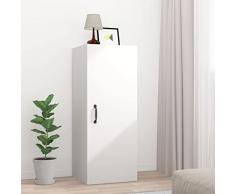 WIFESE Armadietto Pensile a Muro Bianco Mobile Cucina Armadietti Salvaspazio Mobiletto Multiuso Mobile Soggiorno Mobiletto Cucina Credenza Cucina Mobili Soggiorno 34,5x34x90cm Legno Multistrato