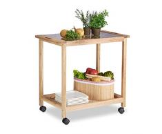 Relaxdays 10021317 Carrello Portavivande, Legno, Beige, 38x66x62 cm