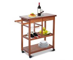 Outsunny homcom 05-0014, Carrello da Cucina, in Legno, Colore: Naturale, 81 x 38 x 85,5 cm