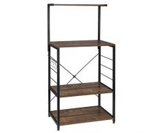 EUGAD Scaffale da Cucina per Microonde Carrello a 3 Ripiani in MDF Metallo con 4 Ganci Scaffalatura Portaoggetti per Casa Design Industriale 0009ZWJ