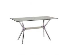 Fashion Commerce Tavolo Rettangolare in Polipropilene Trasparente e Vetro Fumé, 140 x 80 cm, H 76 cm