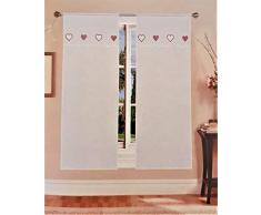 GBiancheria Coppia Tende Cuore Grande 60X150 60X240 per FINESTRE E PORTEFINESTRE PRONTE da Appendere (60x150, Rosso)