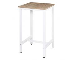 WOLTU Tavolo da Bar Quadrato Alto Tavolino Bancone per Cucina in Metallo e Legno 60x60x102 cm BT34hei