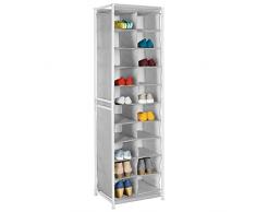 mDesign Mensola porta scarpe – Pratico scaffale con ripiani in fibra sintetica e struttura in metallo per lingresso o il ripostiglio – Scaffali portascarpe con 20 spaziosi scomparti – grigio