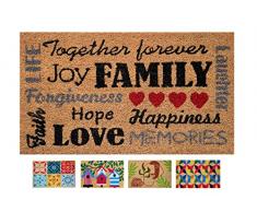 Zerbino ingresso casa, tappeto ingresso interno, zerbino ingresso esterno, zerbino in fibra di cocco naturale, tappeto asciugapassi 40x70 (Love)