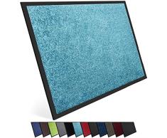 Entrando Zerbino per interni ed esterni, lavabile, antiscivolo, sottile, ideale per porta di casa, balcone o terrazza, turchese, 40 x 60 cm